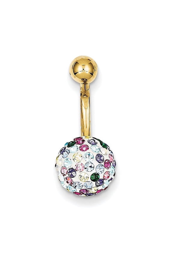 10 Karat Yellow Gold with Multi-Color Crystal Ball Belly Dangle