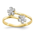 thumbnail image 1 of Primal Gold 10 Karat Yellow Gold with Rhodium-plated Double Flower Cubic Zirconia Ring, 1 of 7