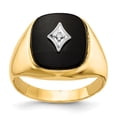 thumbnail image 1 of Primal Gold 10 Karat Yellow Gold with Rhodium-plated Polished AA Diamond Men's Ring, 1 of 6