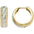 thumbnail image 1 of Primal Gold 10 Karat Yellow Gold with White Rhodium Diamond-cut Hoop Earrings, 1 of 5