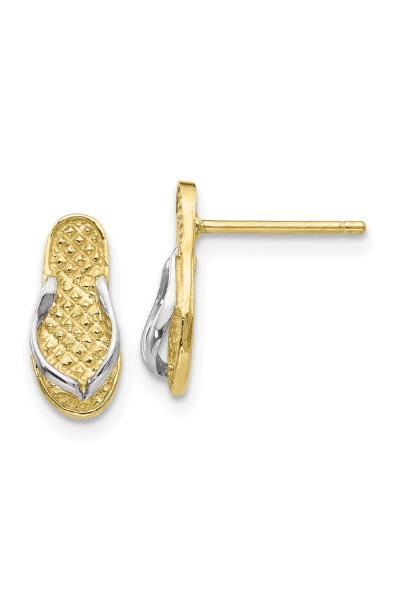10 Karat Yellow Gold with White Rhodium Flip Flop Earrings