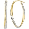 thumbnail image 1 of Primal Gold 10 Karat Yellow Gold with White Rhodium-plated Diamond-cut Hoop Earrings, 1 of 5