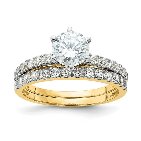 Primal Gold 10K Yellow Gold Polished Cubic Zirconia Bridal Set