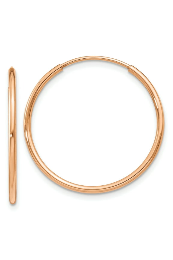 14 Karat Rose Gold 1.2mm Endless Hoop Earrings