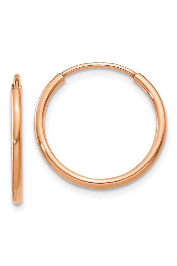 14 Karat Rose Gold 1.2mm Endless Hoop Earrings