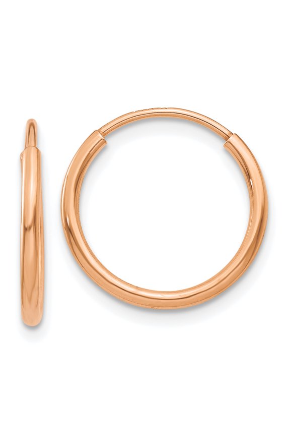 14 Karat Rose Gold 1.2mm Endless Hoop Earrings
