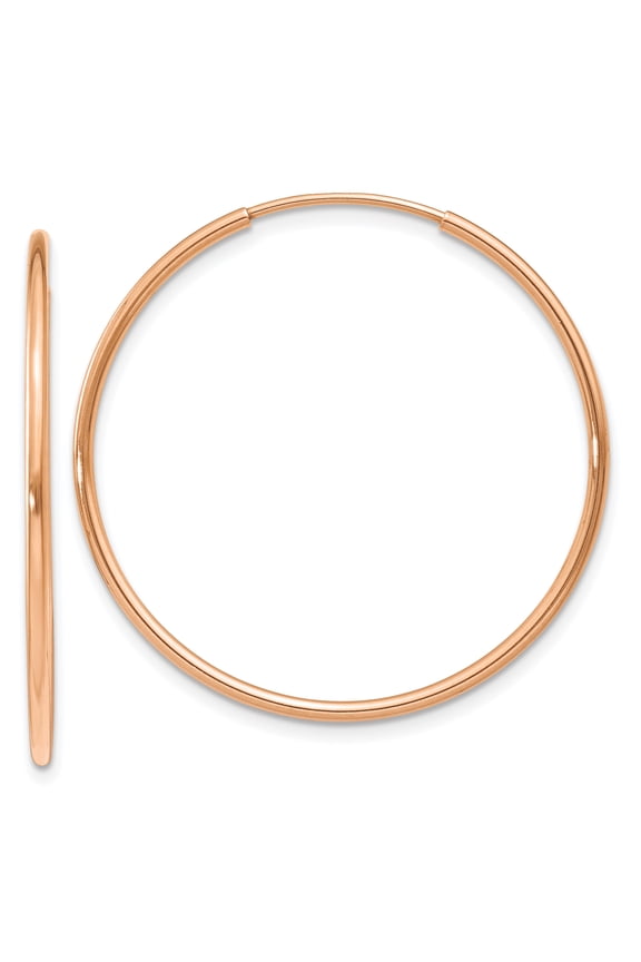 14 Karat Rose Gold 1.2mm Endless Hoop Earrings