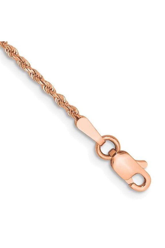 14 Karat Rose Gold 1.50mm Diamond-cut Rope Chain Anklet