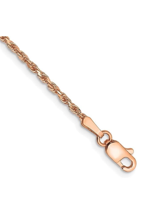14 Karat Rose Gold 1.8mm Diamond-cut Machine-made Rope Chain Bracelet