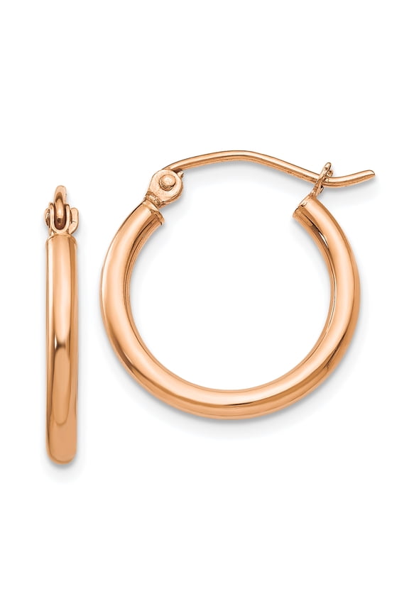 14 Karat Rose Gold 2.5mm Lightweight Tube Hoop Earrings