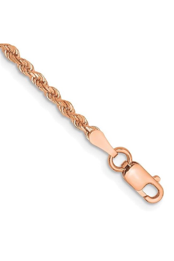 14 Karat Rose Gold 2mm Diamond-cut Rope Chain Anklet
