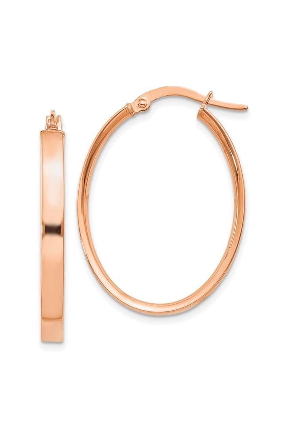 14 Karat Rose Gold 3mm Oval Hoop Earrings