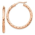 thumbnail image 1 of Primal Gold 14 Karat Rose Gold 3x25mm Diamond-cut Hoop Earrings, 1 of 4