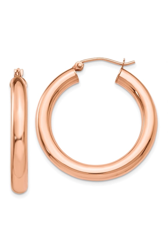 14 Karat Rose Gold 4mm Tube Hoop Earrings