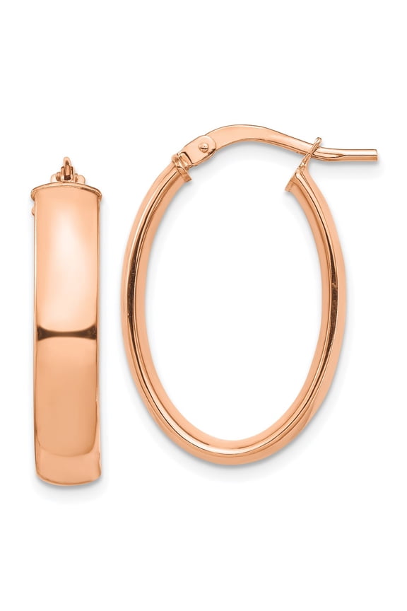 14 Karat Rose Gold 5mm Oval Hoop Earrings