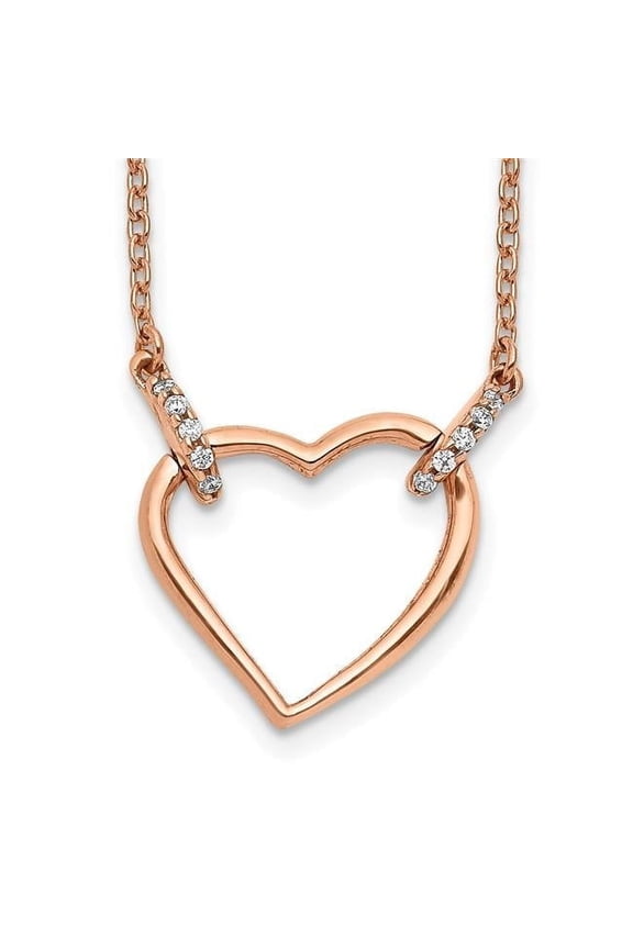 14 Karat Rose Gold Diamond Heart 18-inch Necklace