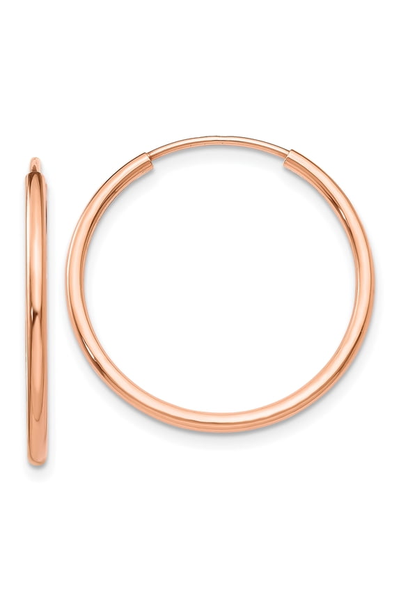 14 Karat Rose Gold Endless Tube Hoop Earrings