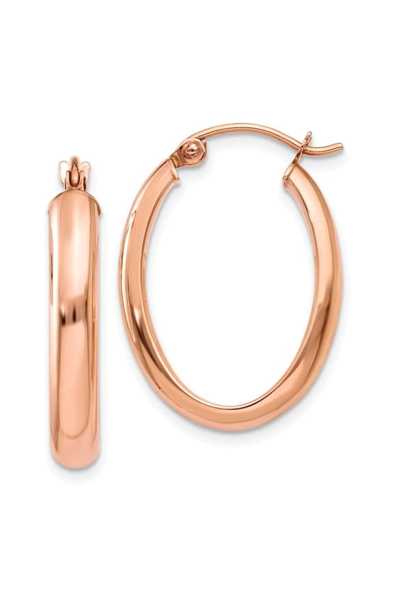 14 Karat Rose Gold Half-Round Oval Hoop Earrings