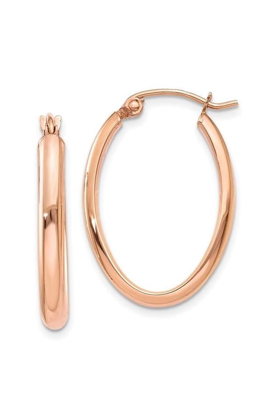 14 Karat Rose Gold Half-Round Oval Hoop Earrings
