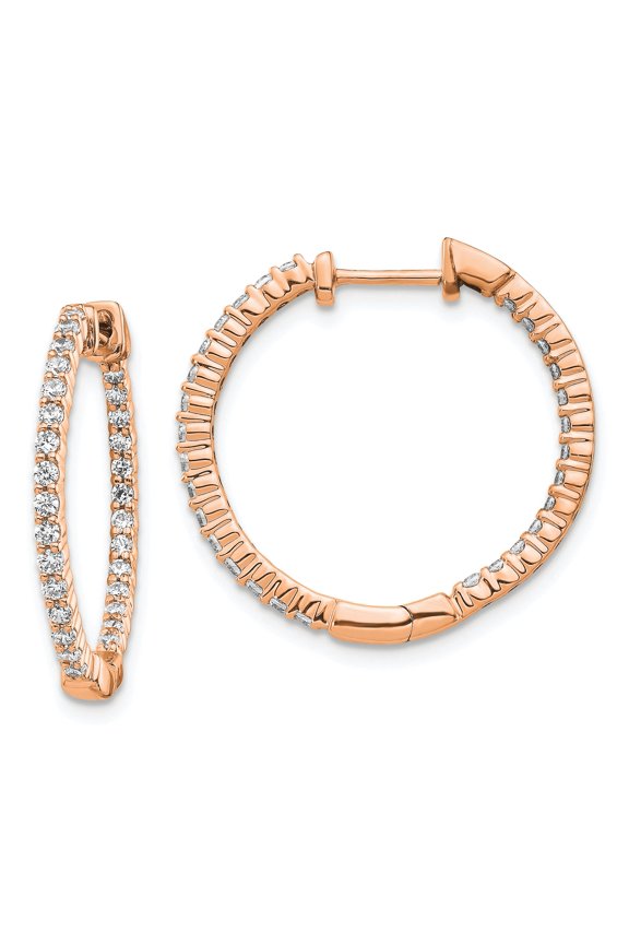 14 Karat Rose Gold Lab Grown Diamond SI+, H+, In and Out Hinged Hoop Earrings