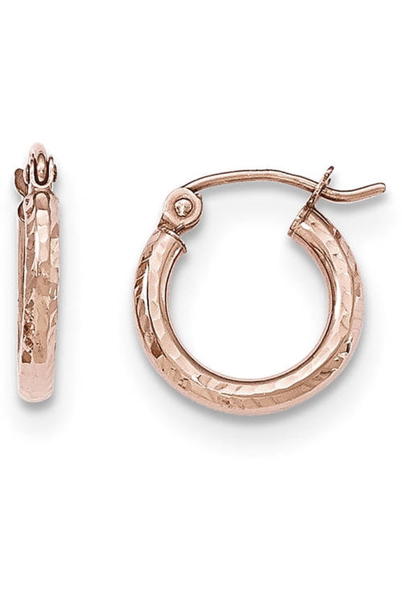 14 Karat Rose Gold Lightweight Diamond-cut Hoop Earrings