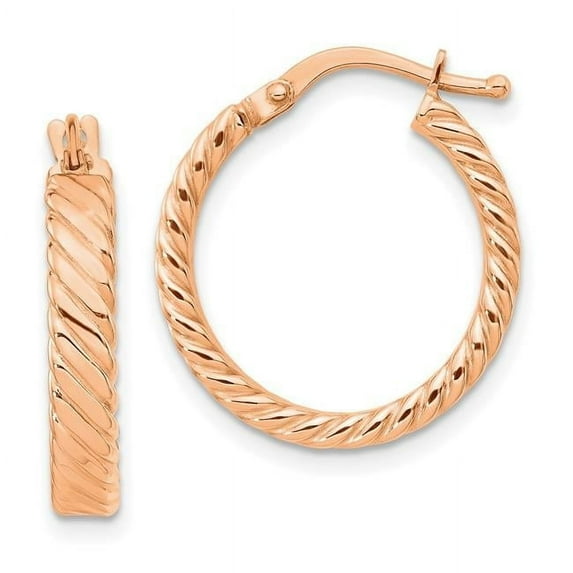 Primal Gold 14 Karat Rose Gold Small 3mm Patterned Hoop Earrings