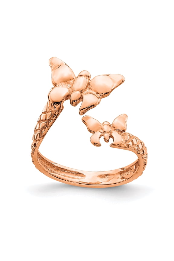 14 Karat Rose Gold Textured Butterfly Toe Ring