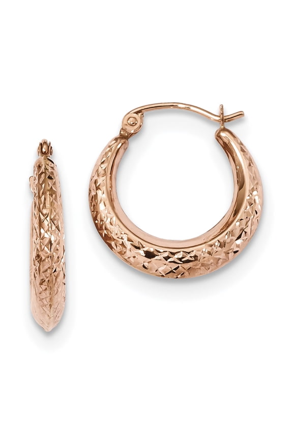 14 Karat Rose Gold Textured Hollow Hoop Earrings
