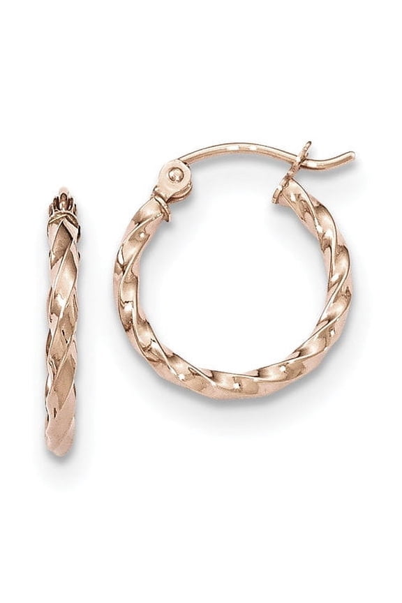 14 Karat Rose Gold Twisted Hoop Earrings