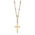 thumbnail image 1 of Primal Gold 14 Karat Tri-Color Diamond-cut Beaded Cross Necklace, 1 of 4