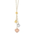 thumbnail image 1 of Primal Gold 14 Karat Tri-color Puff Heart Lariat with 2 Inch Extension Necklace, 1 of 2