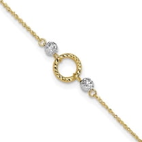 Primal Gold 14 Karat Two-Tone Circle and Bead 9-inch Plus 1-inch Extension Anklet