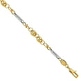 thumbnail image 1 of Primal Gold 14 Karat Two Tone Gold Polished and Textured Fancy Link Bracelet, 1 of 4