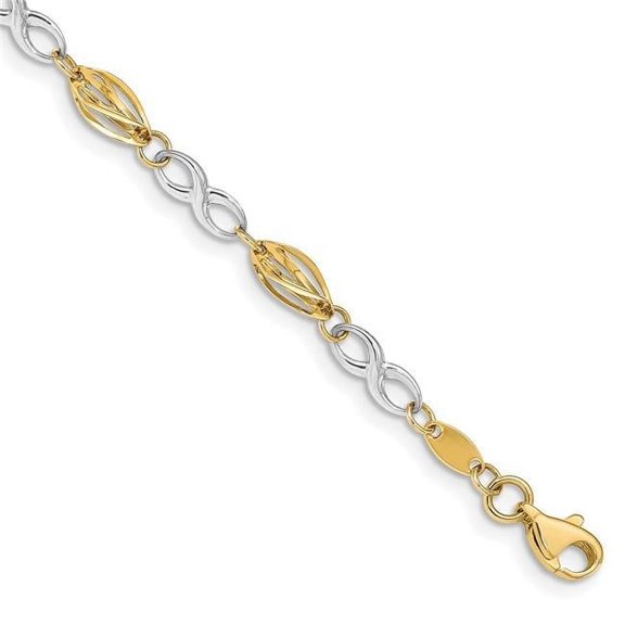 Primal Gold 14 Karat Two-Tone Infinity Symbol 7.5 Inch Bracelet