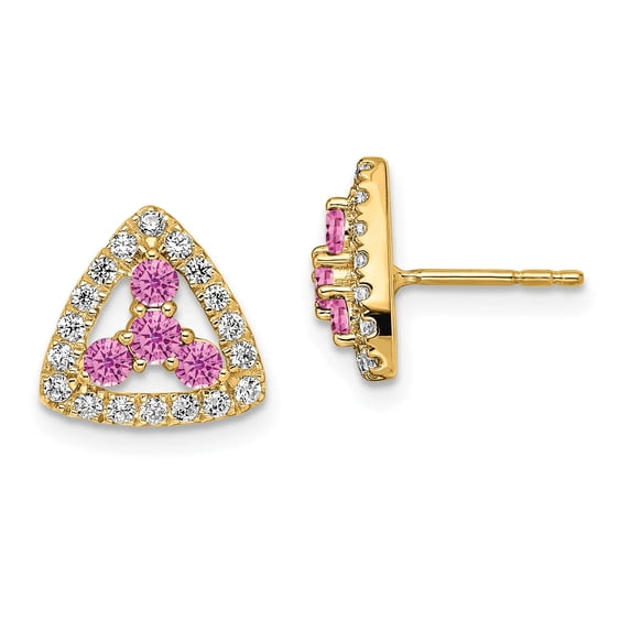 Primal Gold 14 Karat Two-Tone Lab Grown Diamond and Created Pink Sapphire Earrings