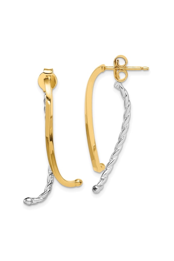 14 Karat Two-Tone Twisted Front and Back Post Earrings