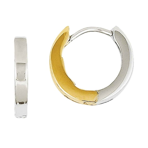 Primal Gold 14 Karat Two-tone 2mm Hinged Hoop Earrings