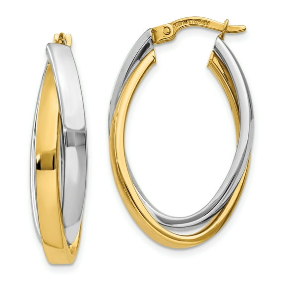 Primal Gold 14 Karat Two-tone Oval Hoop Earrings