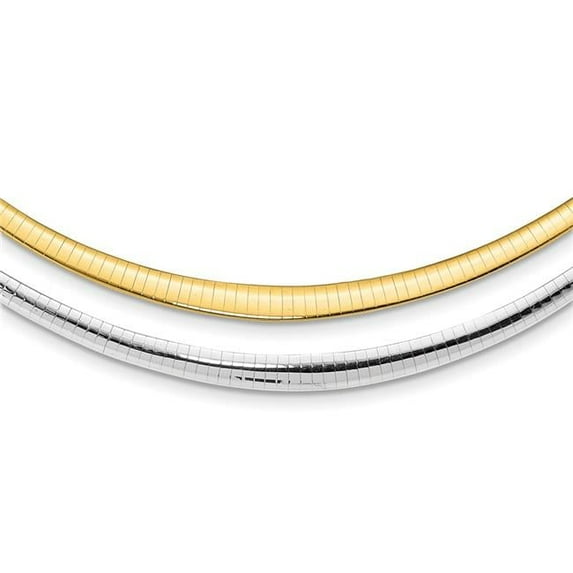 Primal Gold 14 Karat Two-tone Polished 3/6mm Graduated Reversible Omega Necklace