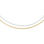 JEWELRYWEB 14k Two Tone Fancy Lobster Closure Gold Reversible 2mm Omega Necklace 18 Inch Jewelry Gifts for Women