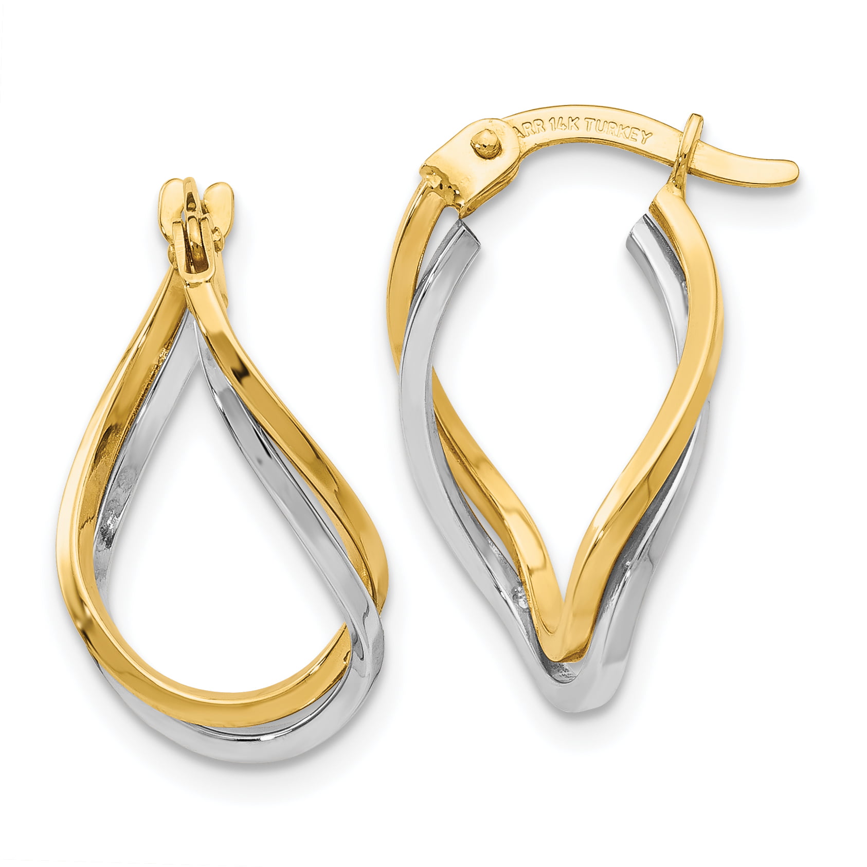 Primal Gold 14 Karat Two-tone Twisted Hoop Earrings - Walmart.com