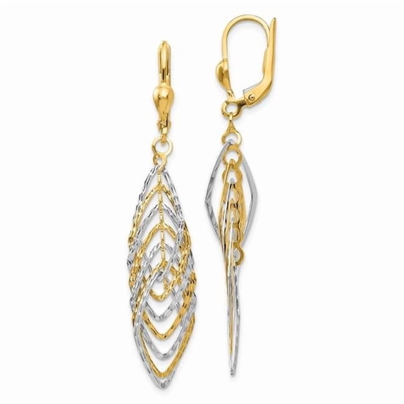 Primal Gold 14 Karat Two-tone and Diamond-cut Dangle Leverback Earrings