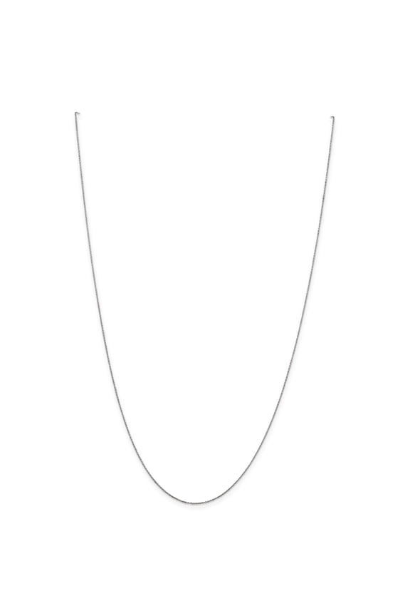 14 Karat White Gold 0.6mm Solid Diamond-cut Cable Chain