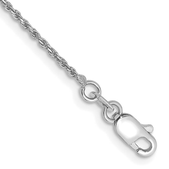 Primal Gold 14 Karat White Gold 1.15mm Diamond-cut Machine-made Rope Chain Anklet