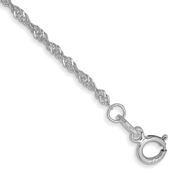 Primal Gold 14 Karat White Gold 1.4mm Singapore Chain Anklet