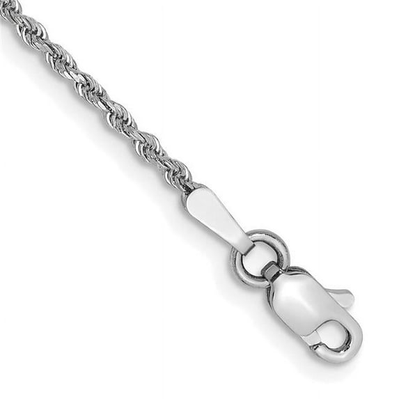 Primal Gold 14 Karat White Gold 1.5mm Diamond-cut Rope with Lobster Clasp Chain Bracelet