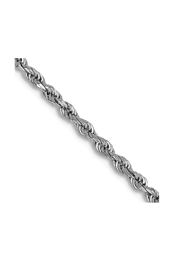 14k White Gold Solid 1.5mm D-Cut Rope Chain Necklace 30 Inch Lobster Claw Chain Necklace for Women and Men