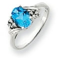 thumbnail image 1 of Primal Gold 14 Karat White Gold 10x8mm Oval Blue Topaz and Diamond Ring, 1 of 6