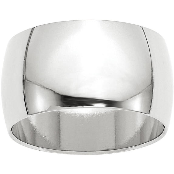 Primal Gold 14 Karat White Gold 12mm Half Round Band Size 7