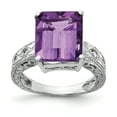 thumbnail image 1 of Primal Gold 14 Karat White Gold 12x10mm Emerald Cut Amethyst and AA Diamond Ring, 1 of 7